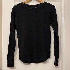 Abercrombie & Fitch Black Waffle Long Sleeve Shirt